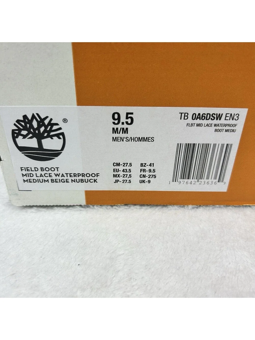 Timberland Field Boots WP Mid Lace Men’s Size 9.5 Beige Nubuck Hiking Boots New